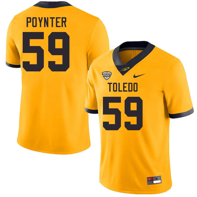 Toledo Rockets #59 Martez Poynter College Football Jerseys Stitched Sale-Gold